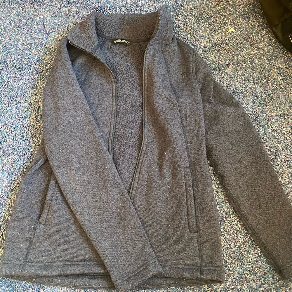 Dark navy blue north face zip up